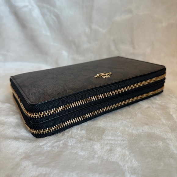 NWT! Coach F23552 Double Zip Travel Wallet In Signature Canvas Card Phone Pouch - Picture 7 of 11